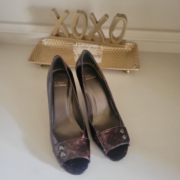 Stuart Weitzman Women's Patent Tortoise Shell Pumps 7.5 M - Picture 4 of 8